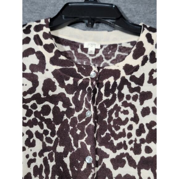 J.Crew Leopard Print Teddie Wool Sweater Cardigan Button Front Long Sleeve Sz M - Picture 10 of 15